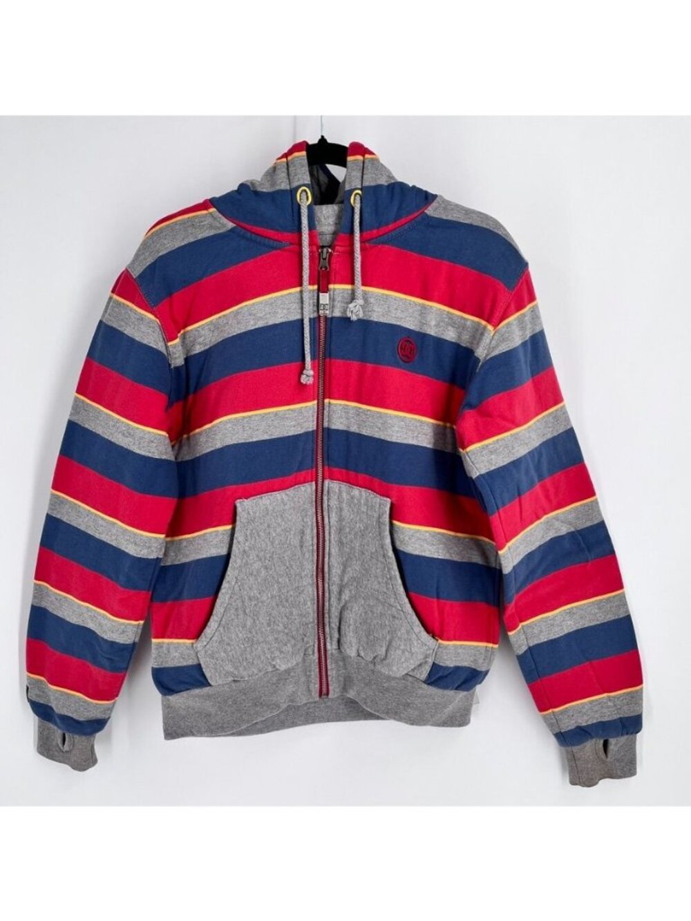 DC Shose Full ZIp Hoodie Size S Red, Blue, Gray, Fully Lined Skater Pockets